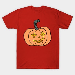 Flame Eyes Mouth Scary Jack O Lantern Halloween Design T-Shirt